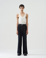 Cotton Silk Pilling Wide Trousers – Black