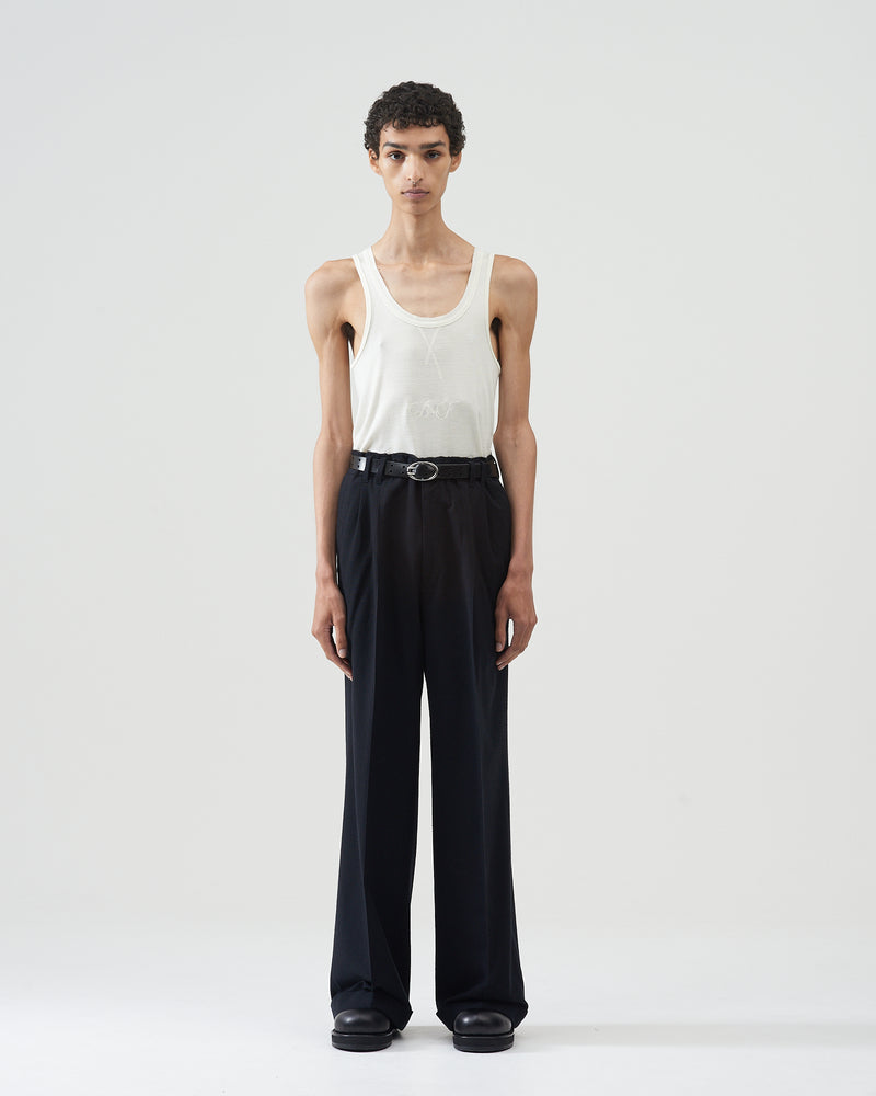 Cotton Silk Pilling Wide Trousers – Black