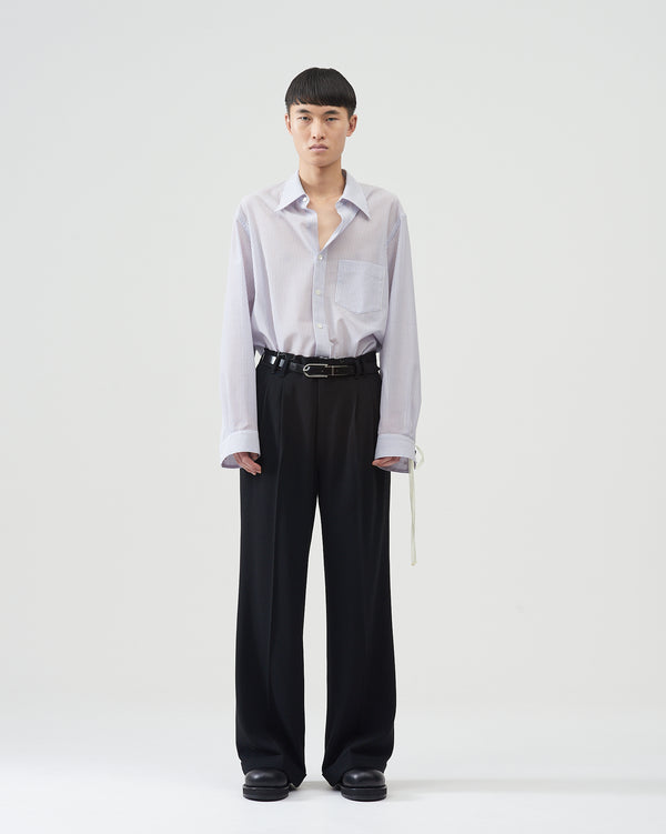 Wool Wide Trousers – Black