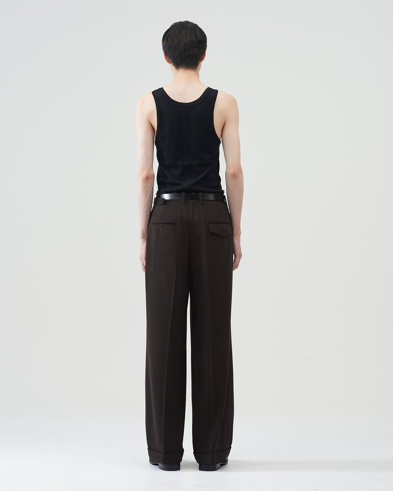 Wool Wide Trousers – Brown