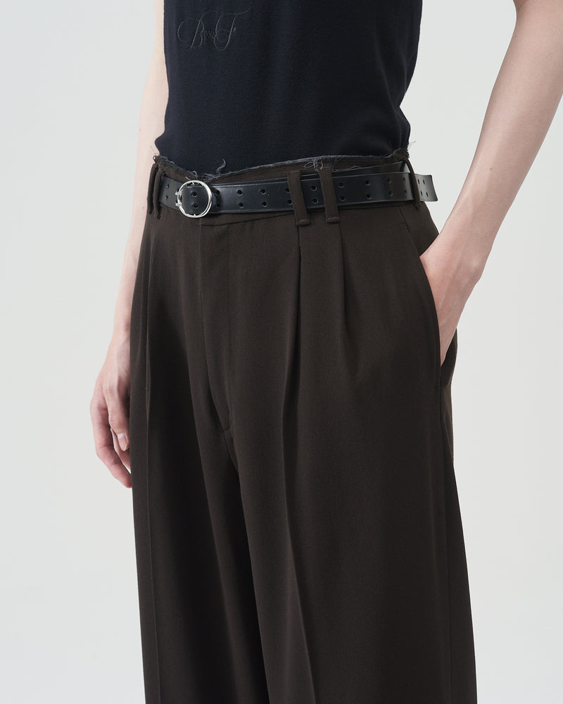 Wool Wide Trousers – Brown