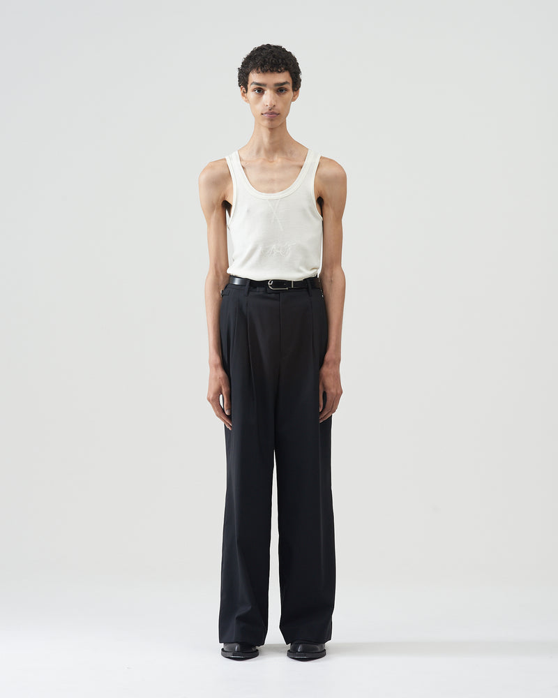 Wool Tropical Wide Trousers – Black｜BED j.w. FORD Official Website