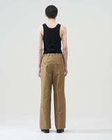 Cotton-Wool Wide Trousers – Beige