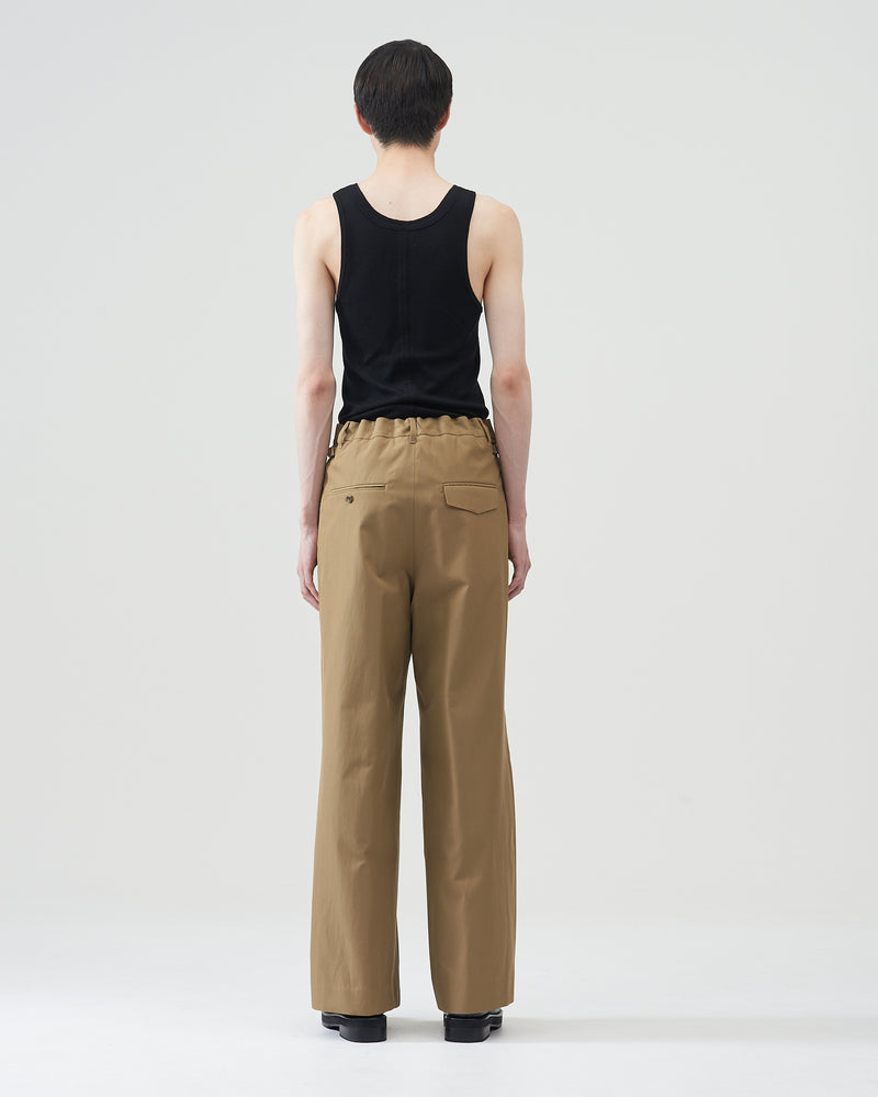 Cotton-Wool Wide Trousers – Beige