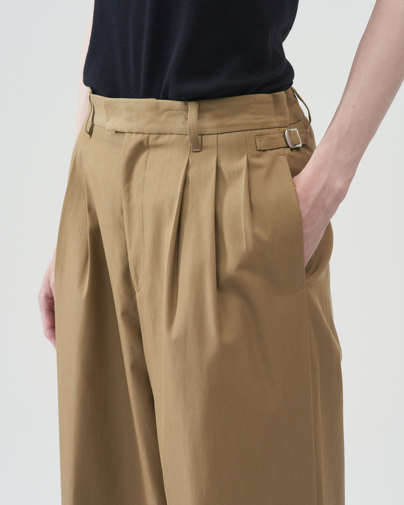 Cotton-Wool Wide Trousers – Beige