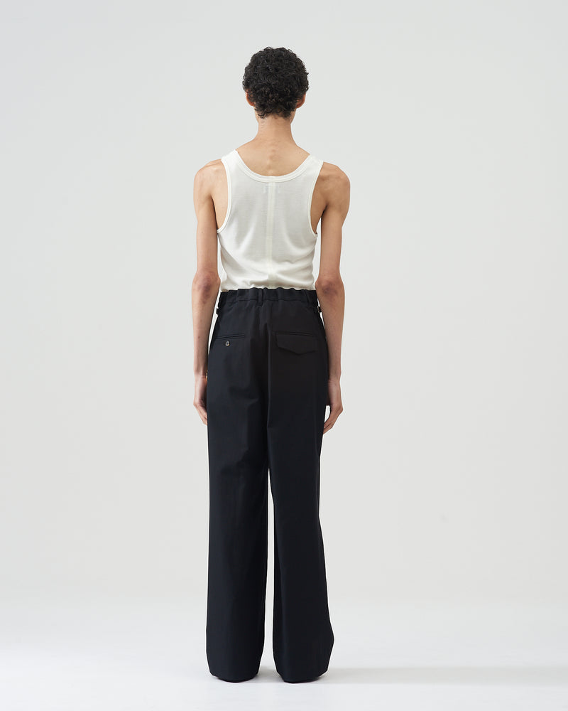 Cotton-Wool Wide Trousers – Black