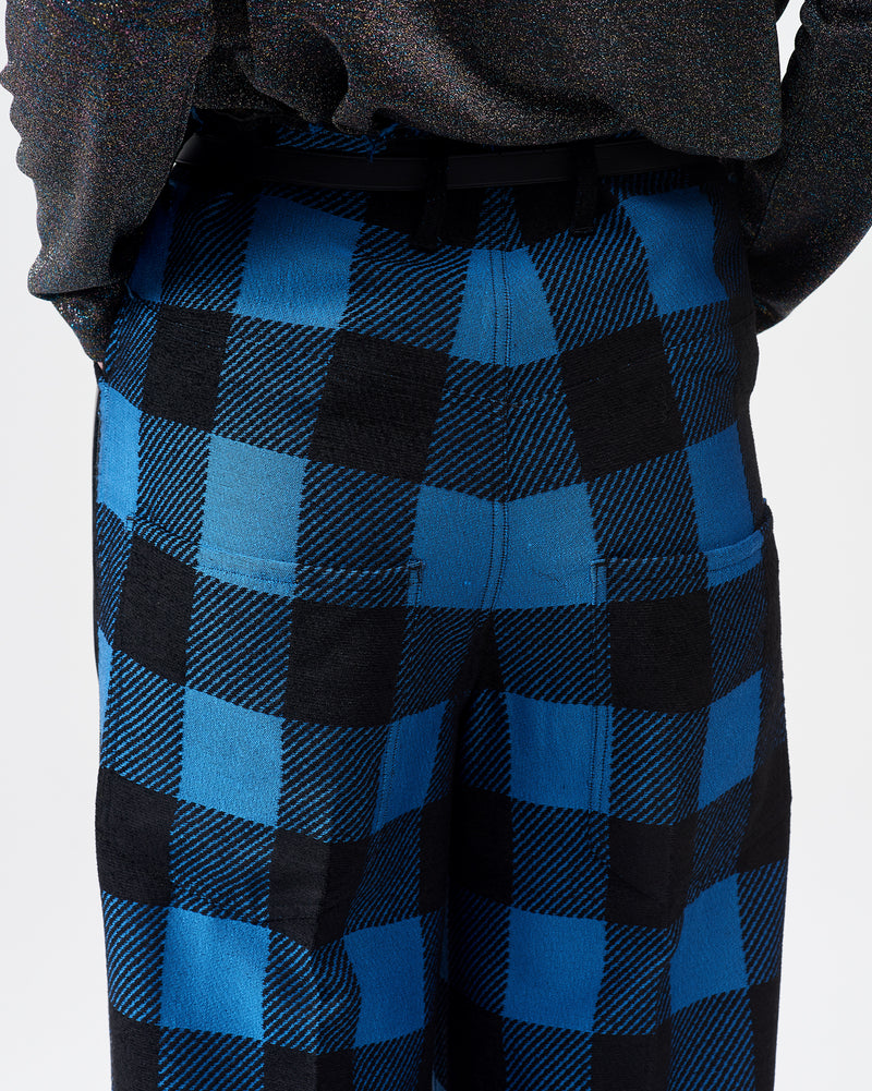 Check Pattern Wide Pants – Blue×Black