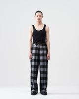 Check Pattern Wide Pants – White×Black