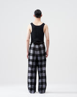 Check Pattern Wide Pants – White×Black