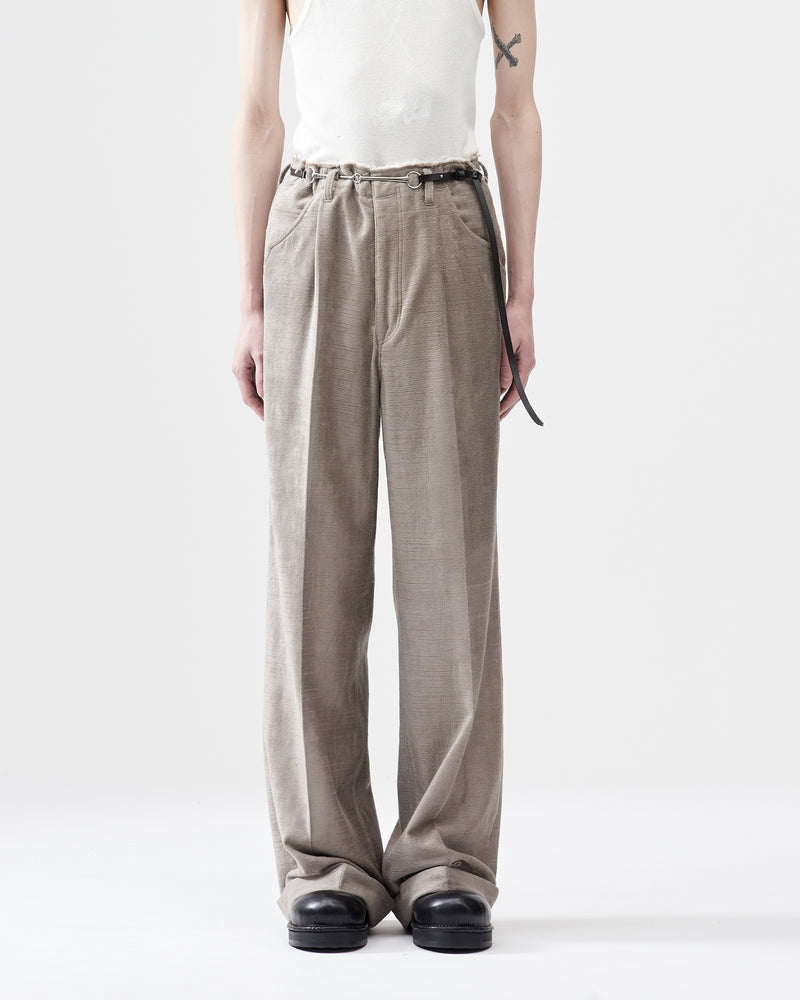 Velour Fabric Wide Pants – Beige