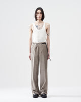 Velour Fabric Wide Pants – Beige