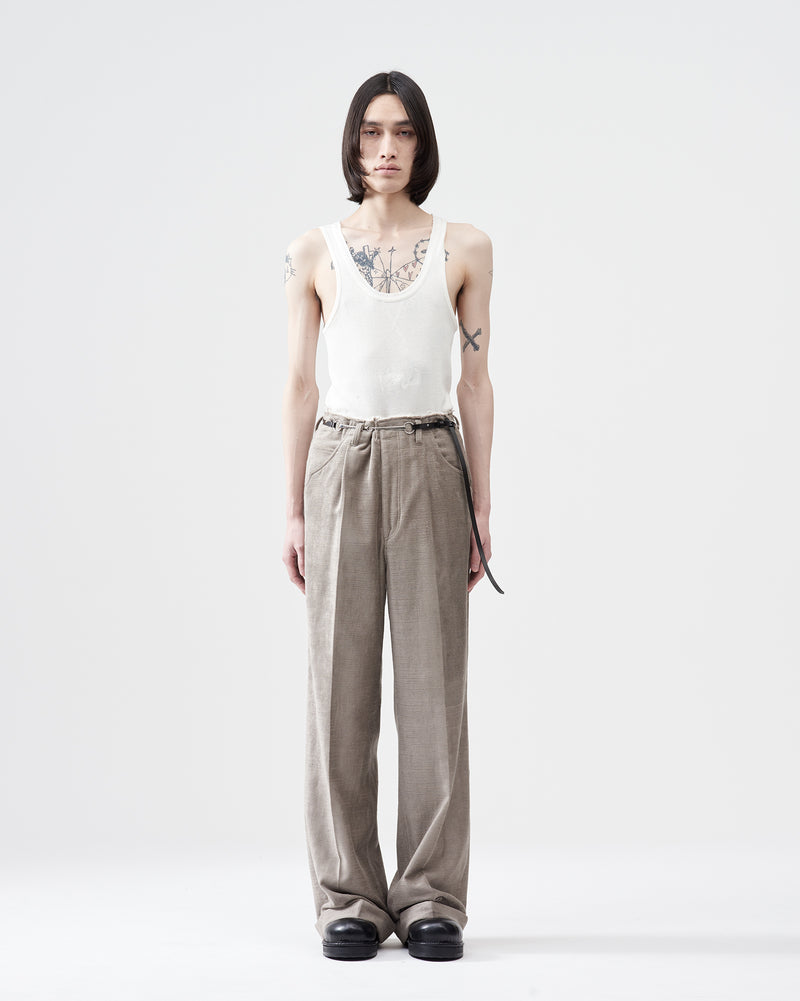 Velour Fabric Wide Pants – Beige