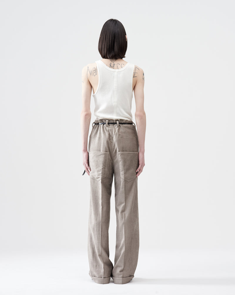 Velour Fabric Wide Pants – Beige