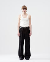 Velour Fabric Wide Pants – Black