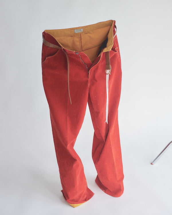 BED j.w. FORD "every (one) – Red" Rayon flocking pants｜ベッドフォード "エブリ (ワン) – レッド" レーヨンフロッキーパンツ