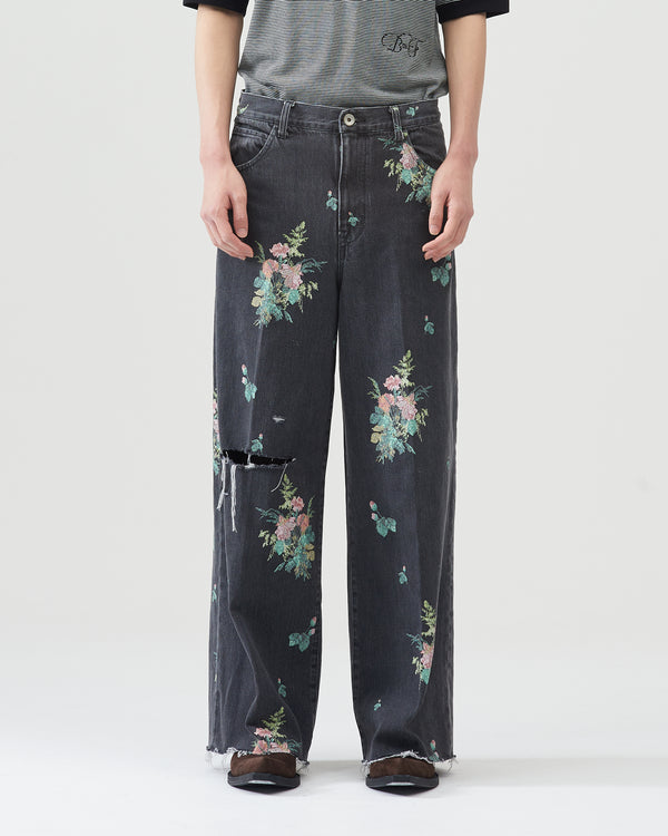 Denim Wide Pants – Black