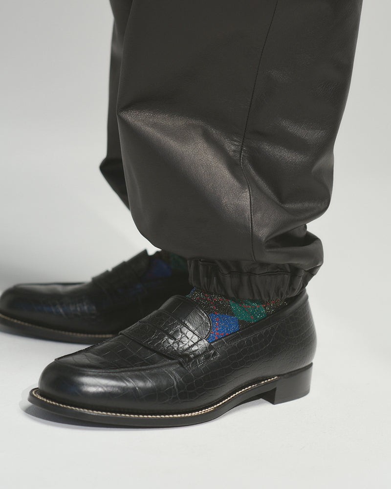 BED j.w. FORD "Not Training – Black” Leather Track Pants｜ベッドフォード "ノットトレーニング – ブラック” レザートラックパンツ メンズモデル着用