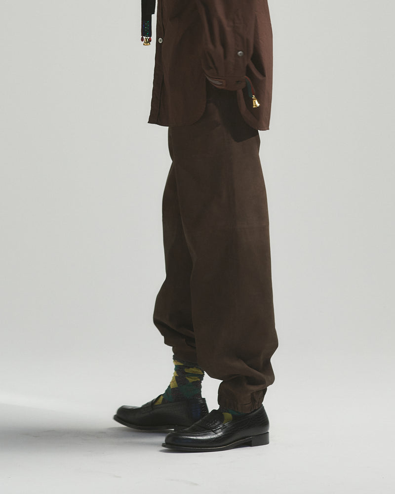 BED j.w. FORD "Not Training – Brown” Leather Track Pants｜ベッドフォード "ノットトレーニング – ブラウン” レザートラックパンツ メンズモデル着用