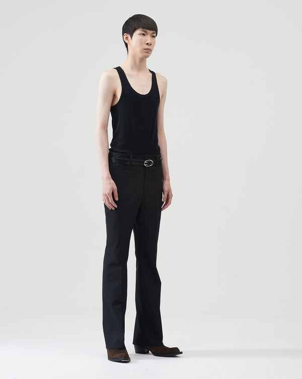 Cotton-Wool Flare Trousers – Black