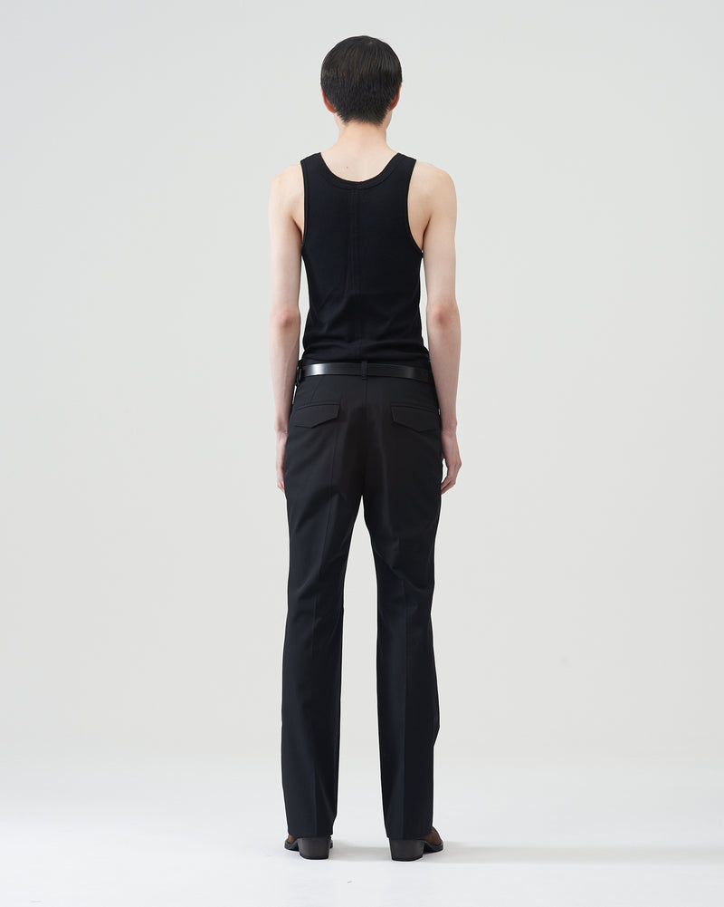 Cotton-Wool Flare Trousers – Black