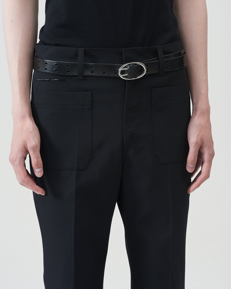 Cotton-Wool Flare Trousers – Black