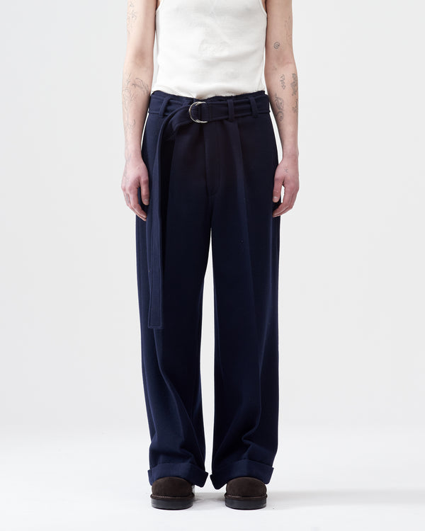 Wool Mosser Wide Pants – Navy