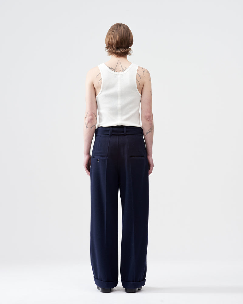 Wool Mosser Wide Pants – Navy