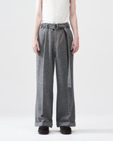 Herringbone Wool Wide Pants – Black