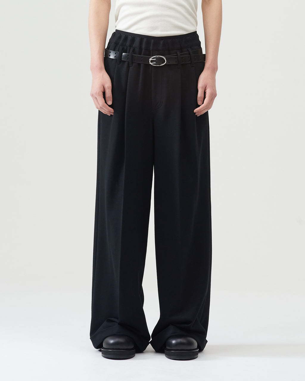Cotton-Wool Flare Trousers – Black｜BED j.w. FORD Official