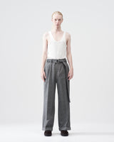 Herringbone Wool Wide Pants – Black