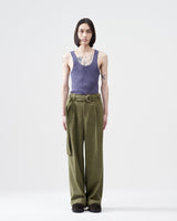 Herringbone Wool Wide Pants – Lime