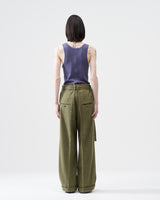 Herringbone Wool Wide Pants – Lime