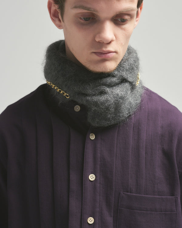 BED j.w. FORD "C-neck – Charcoal" Neck warmer ｜ベッドフォード “シーネック – チャコール” ネックウォーマー メンズモデル着用
