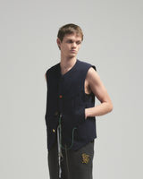 BED j.w. FORD "Norman Rock Well – Navy” Wool Vest｜ベッドフォード “ノーマンロックウェル – ネイビー” ウールベスト メンズモデル着用