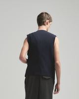 BED j.w. FORD "Norman Rock Well – Navy” Wool Vest｜ベッドフォード “ノーマンロックウェル – ネイビー” ウールベスト メンズモデル着用