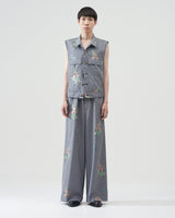 Flower Pattern Vest – Gray