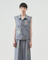 Flower Pattern Vest – Gray