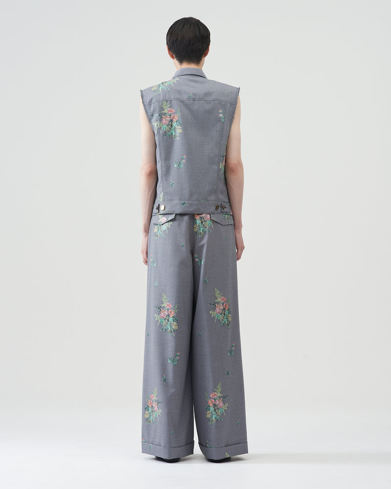 Flower Pattern Vest – Gray