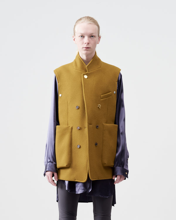 Oversized Pocket Wool Vest – Mustard