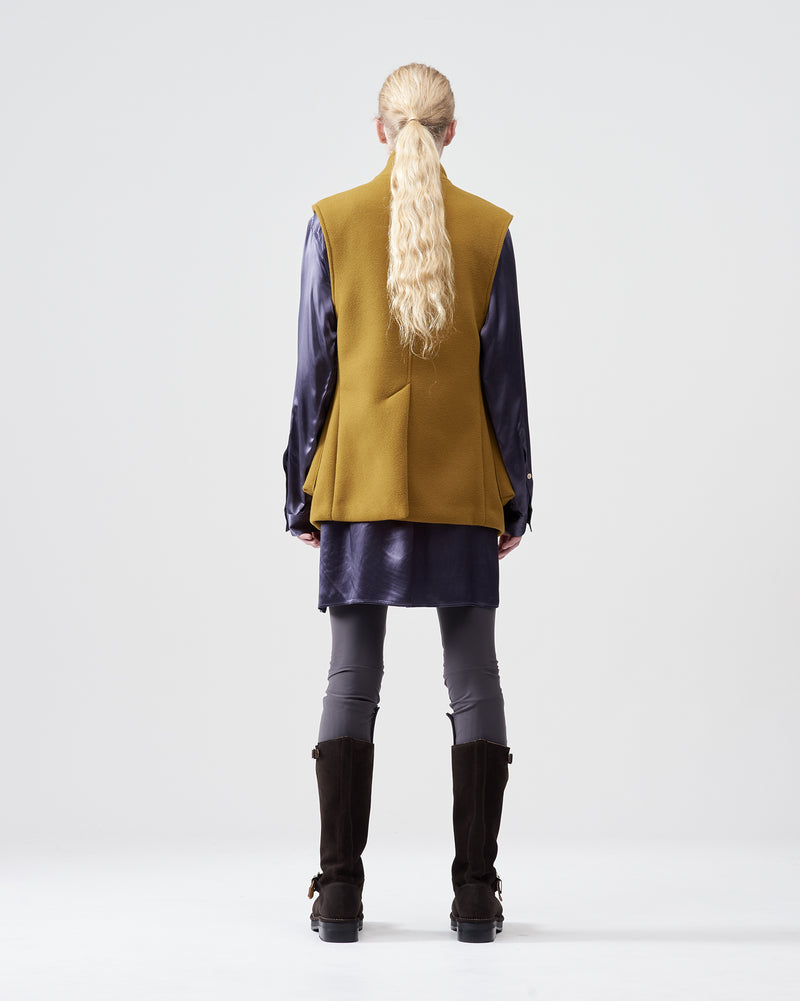 Oversized Pocket Wool Vest – Mustard