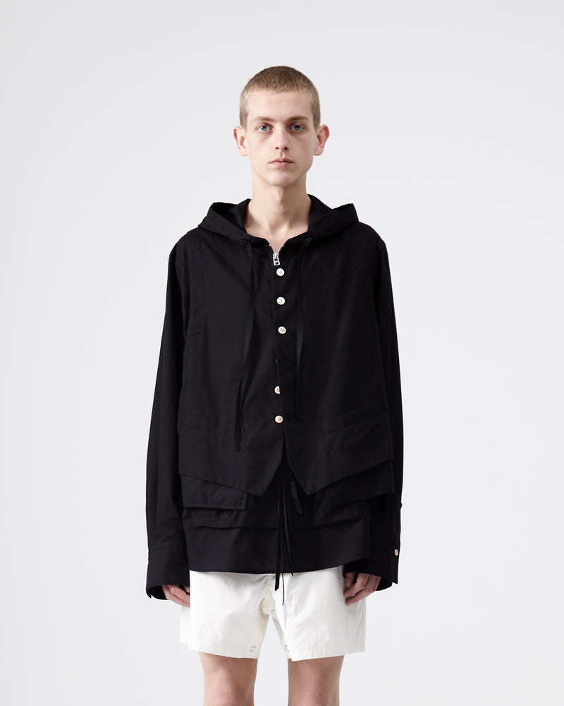 Layered Pullover Vest Shirt – Black