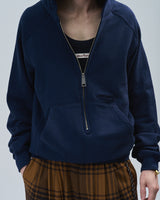 BED j.w. FORD "Hoodie – Navy" Half Zip Hoodie｜ベッドフォード "フーディー – ネイビー" ハーフジップフーディー メンズモデル着用