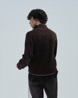 BED j.w. FORD "Drivers (K)ai – Brown" Chain Drivers Knit｜ベッドフォード "ドライバーズカイ – ブラウン" チェーンドライバーズニット メンズモデル着用