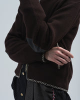 BED j.w. FORD "Drivers (K)ai – Brown" Chain Drivers Knit｜ベッドフォード "ドライバーズカイ – ブラウン" チェーンドライバーズニット メンズモデル着用