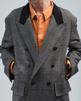 BED j.w. FORD "or Coat? – Black×White" Long Double Breasted Jacket｜ベッドフォード "オアコート? – ブラック×ホワイト" ロングダブルブレストジャケット メンズモデル着用