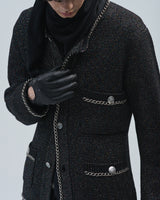 BED j.w. FORD "(C) – Black" Chain Knit Cardigan｜ベッドフォード "(シー) – ブラック" チェーンニットカーディガン メンズモデル着用