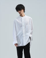 BED j.w. FORD "Nice Detail – White" No Collar Shirts｜ベッドフォード "ナイスディテール – ホワイト" ノーカラーシャツ メンズモデル着用