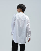 BED j.w. FORD "Nice Detail – White" No Collar Shirts｜ベッドフォード "ナイスディテール – ホワイト" ノーカラーシャツ メンズモデル着用