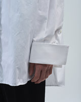 BED j.w. FORD "Nice Detail – White" No Collar Shirts｜ベッドフォード "ナイスディテール – ホワイト" ノーカラーシャツ メンズモデル着用