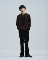 BED j.w. FORD "H&H – Black" Asymmetry Trousers｜ベッドフォード "ハーフ&ハーフ – ブラック" アシンメトリーパンツ メンズモデル着用